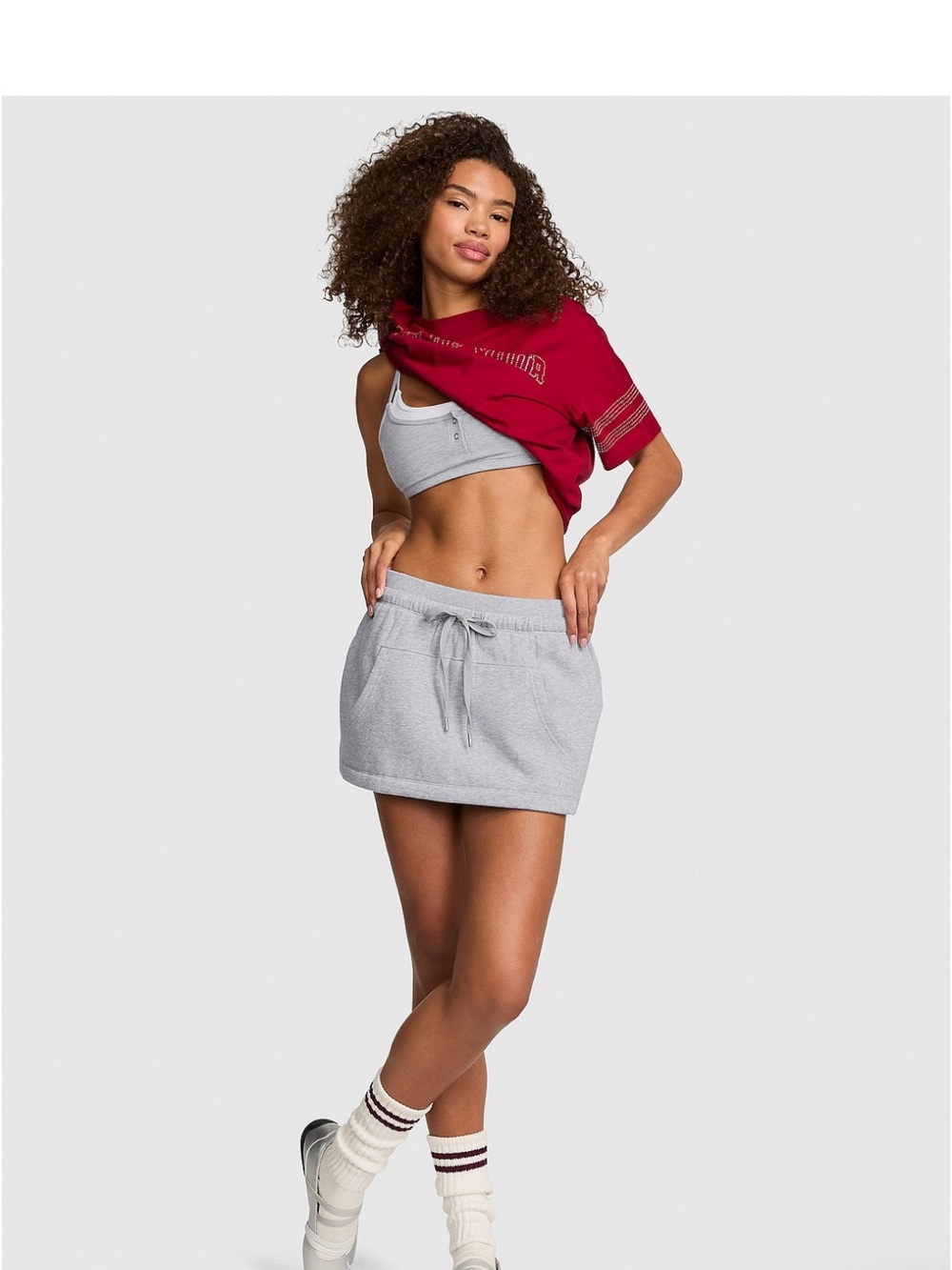PINK Victoria's Secret Light Gray Drawstring Skort